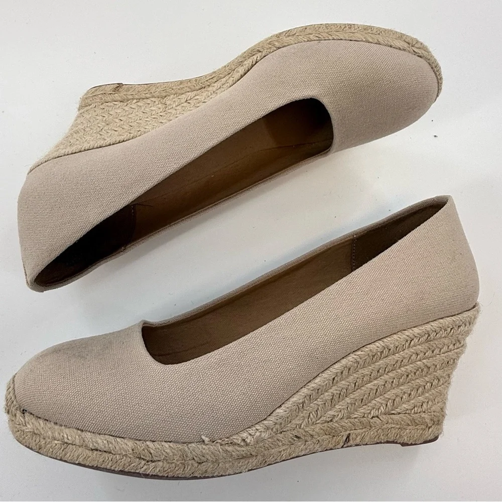 J. Crew Factory Canvas Espadrille Wedges Flax Size 9